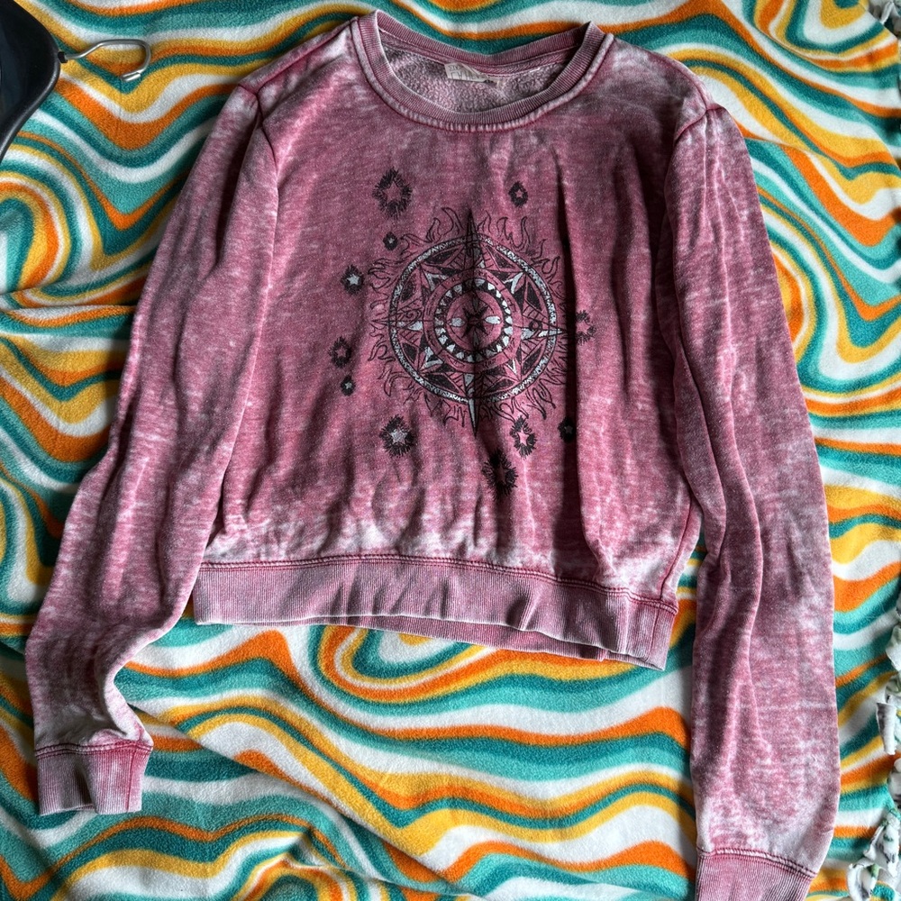 La Hearts Burgundy Western Print Jumper